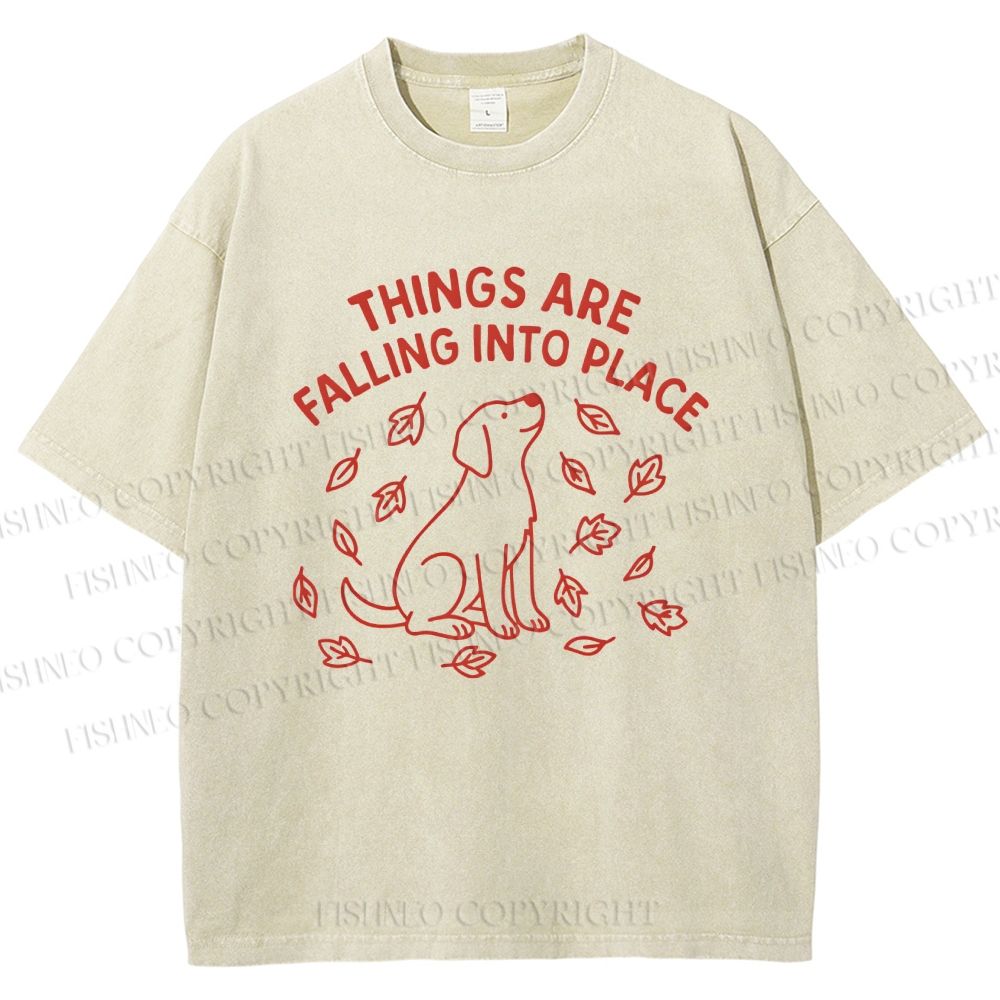 Unisex Things Are Falling Into Place Printed Washed Tee