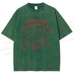 Unisex Things Are Falling Into Place Printed Washed Tee