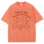 Unisex Things Are Falling Into Place Printed Washed Tee
