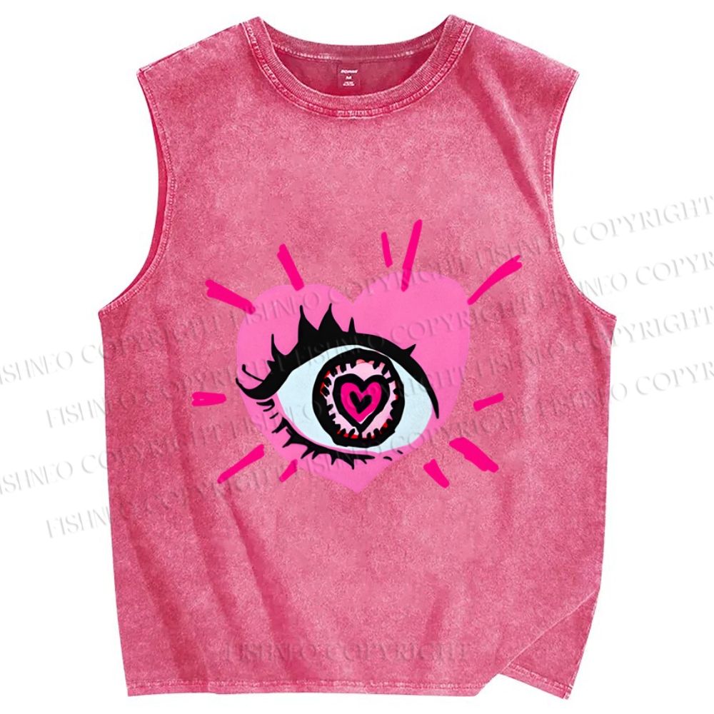 Unisex Eye in Love Printed Washed Tank Top