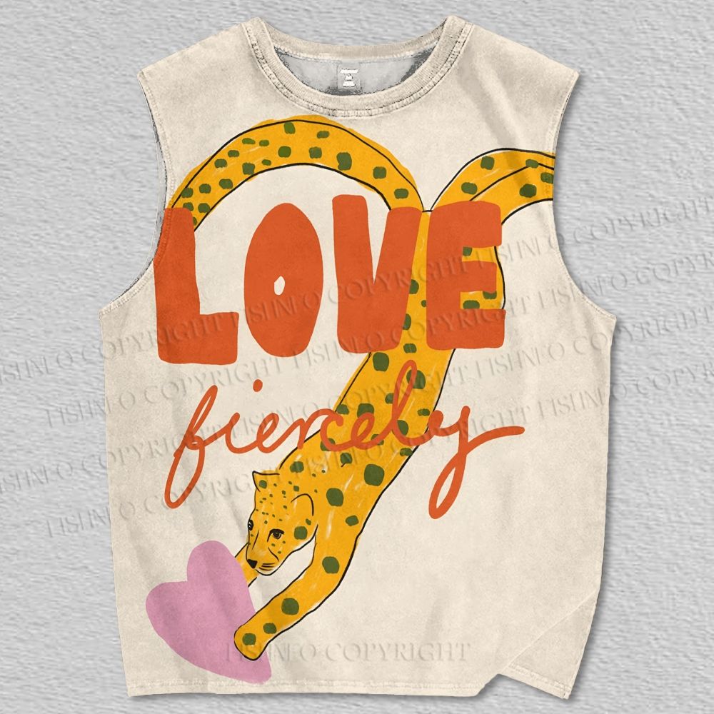 Unisex Funny Panther in Love Printed Tank Top
