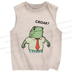 Unisex Cartoon Frog Boss Printed Washed Tank Top