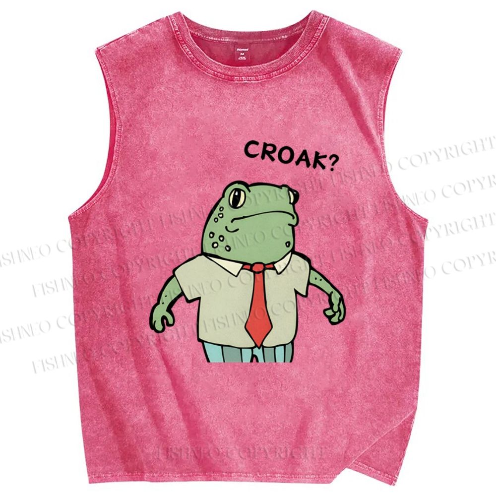 Unisex Cartoon Frog Boss Printed Washed Tank Top