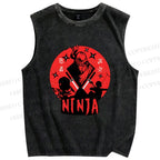 Unisex Warrior Ninja Printed Washed Tank Top