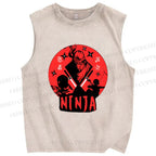 Unisex Warrior Ninja Printed Washed Tank Top