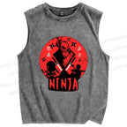 Unisex Warrior Ninja Printed Washed Tank Top
