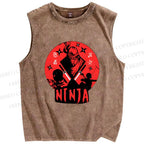 Unisex Warrior Ninja Printed Washed Tank Top