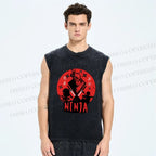 Unisex Warrior Ninja Printed Washed Tank Top