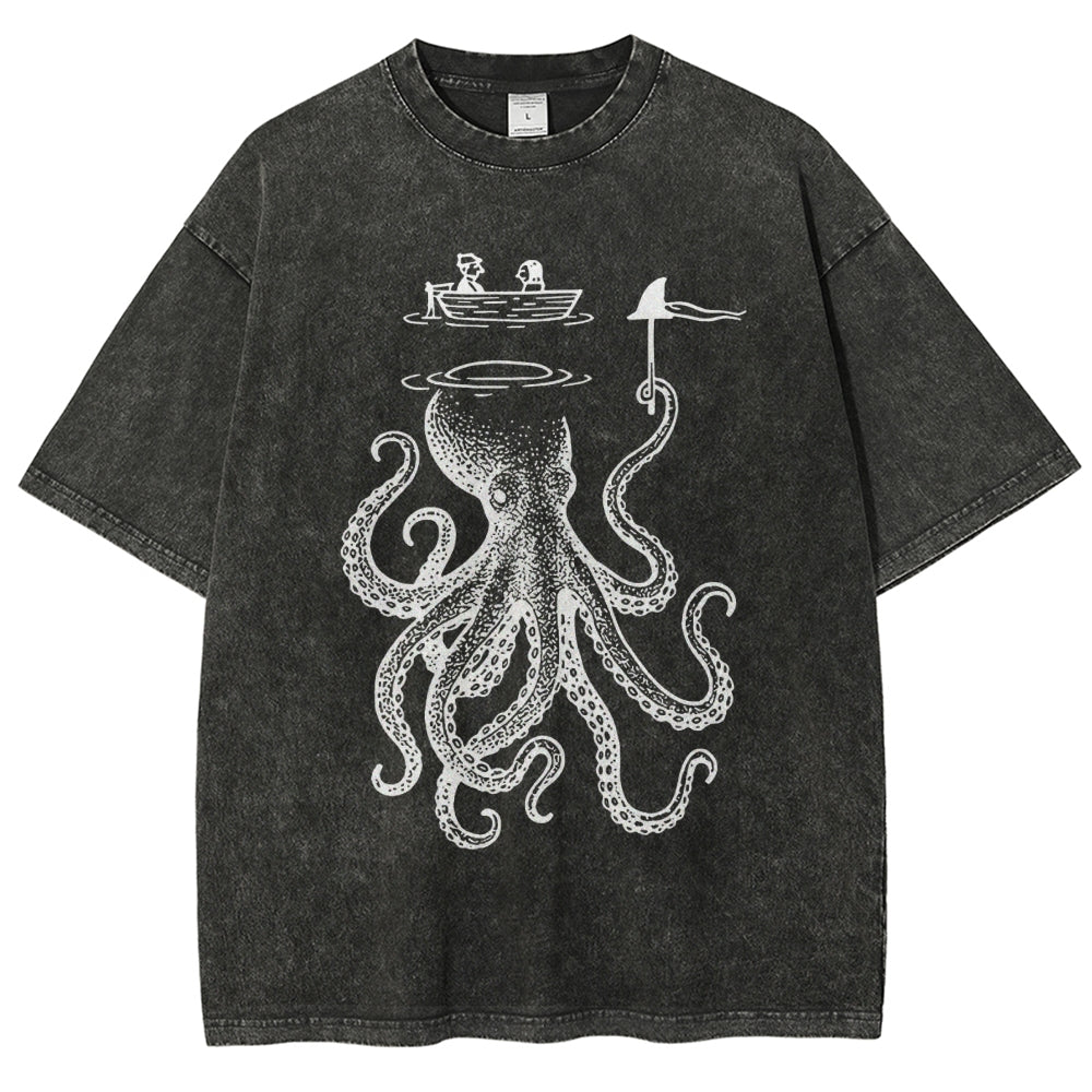 Octopus Disguised As Shark Washed T-Shirt
