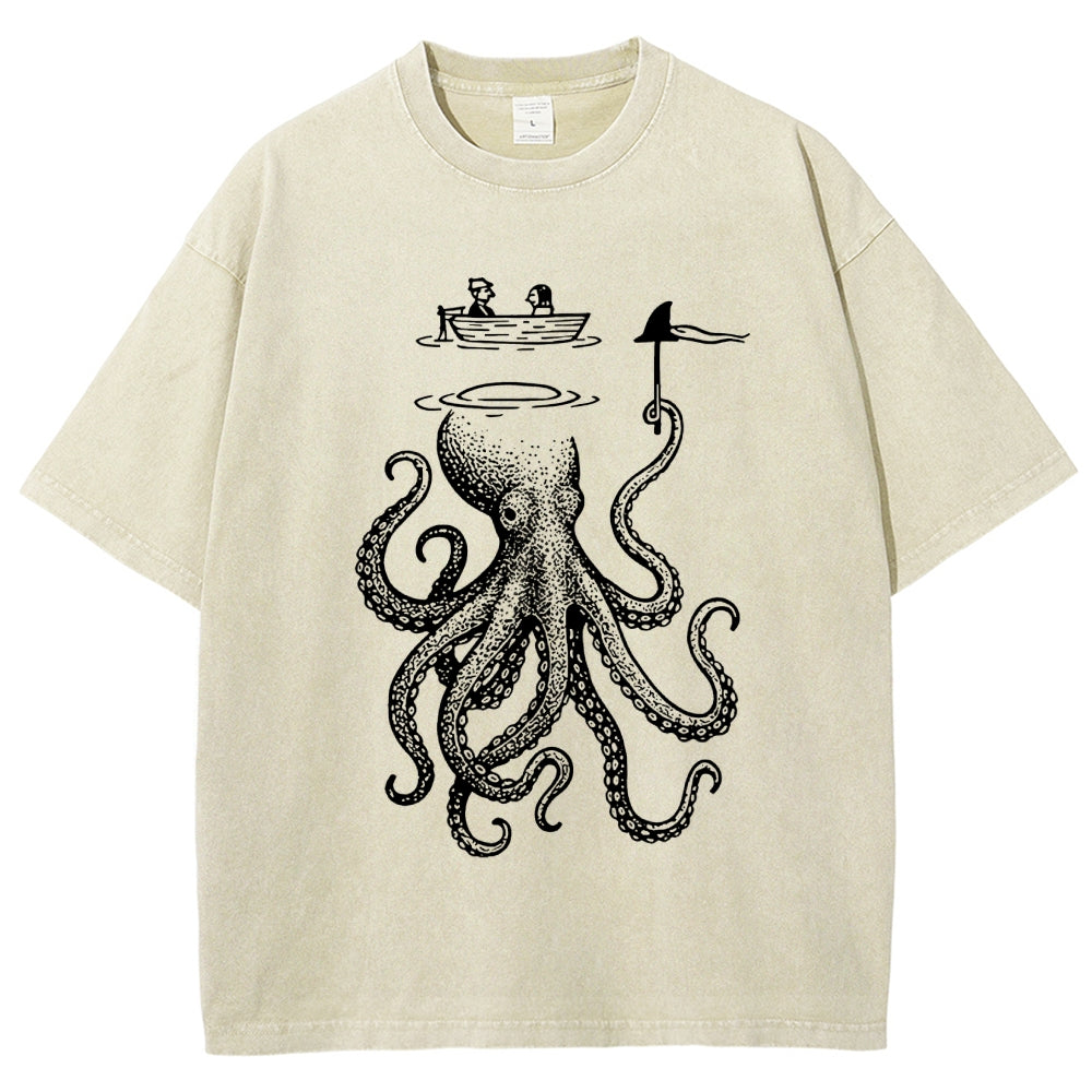 Octopus Disguised As Shark Washed T-Shirt