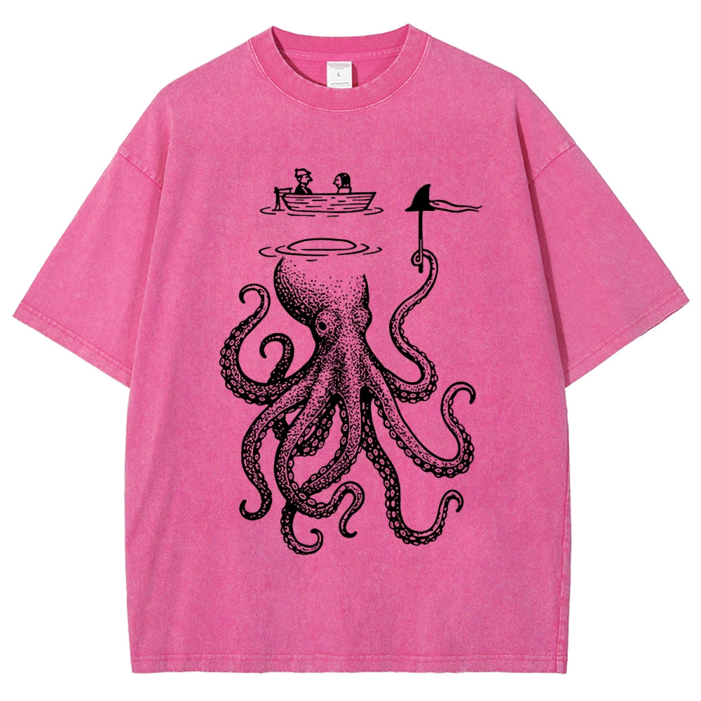 Octopus Disguised As Shark Washed T-Shirt