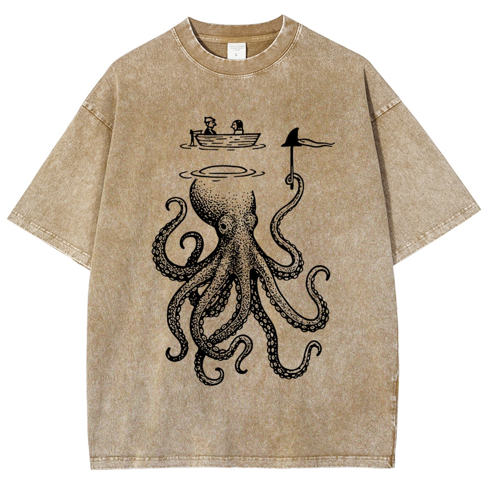 Octopus Disguised As Shark Washed T-Shirt