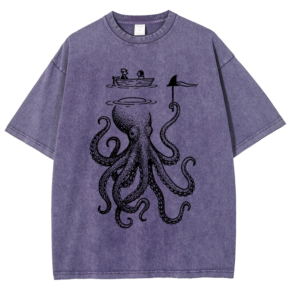 Octopus Disguised As Shark Washed T-Shirt