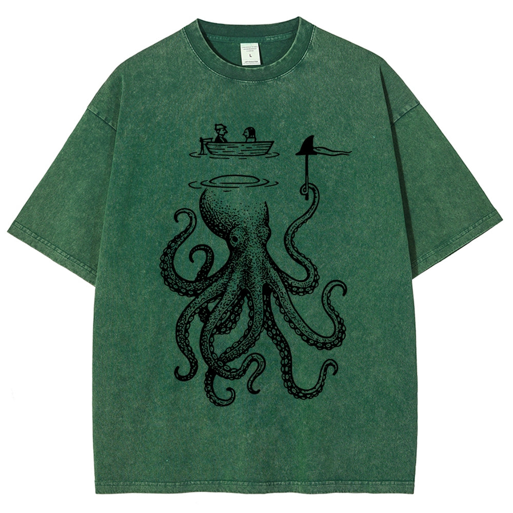 Octopus Disguised As Shark Washed T-Shirt