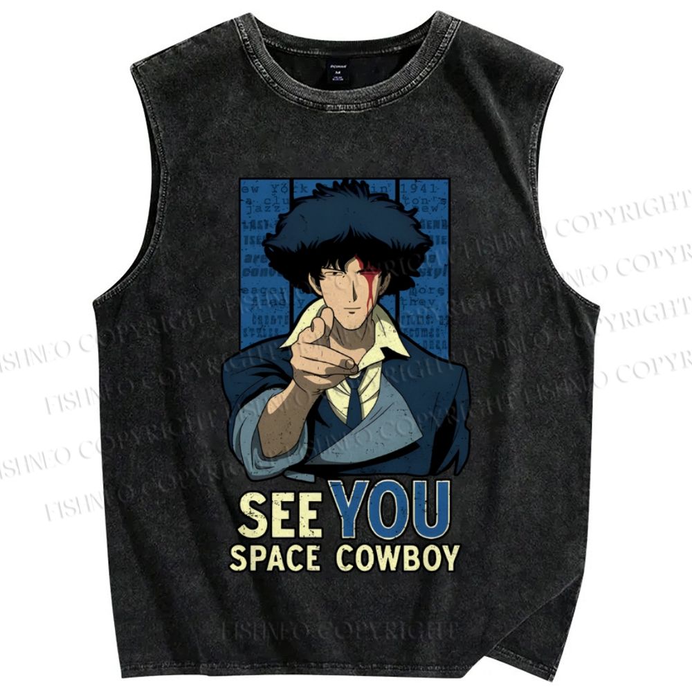 Unisex Cowboy Bebop See You Space Cowboy Printed Washed Tank Top