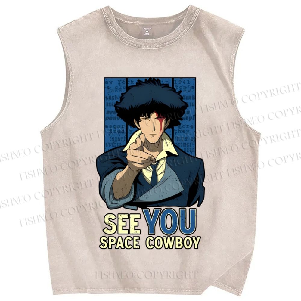 Unisex Cowboy Bebop See You Space Cowboy Printed Washed Tank Top