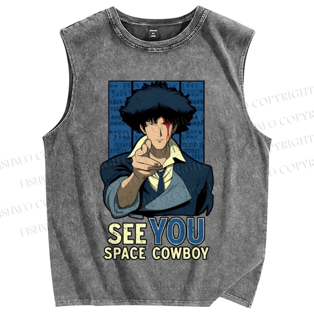 Unisex Cowboy Bebop See You Space Cowboy Printed Washed Tank Top