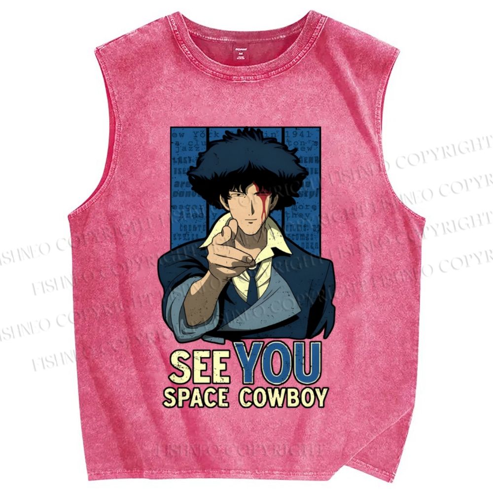 Unisex Cowboy Bebop See You Space Cowboy Printed Washed Tank Top