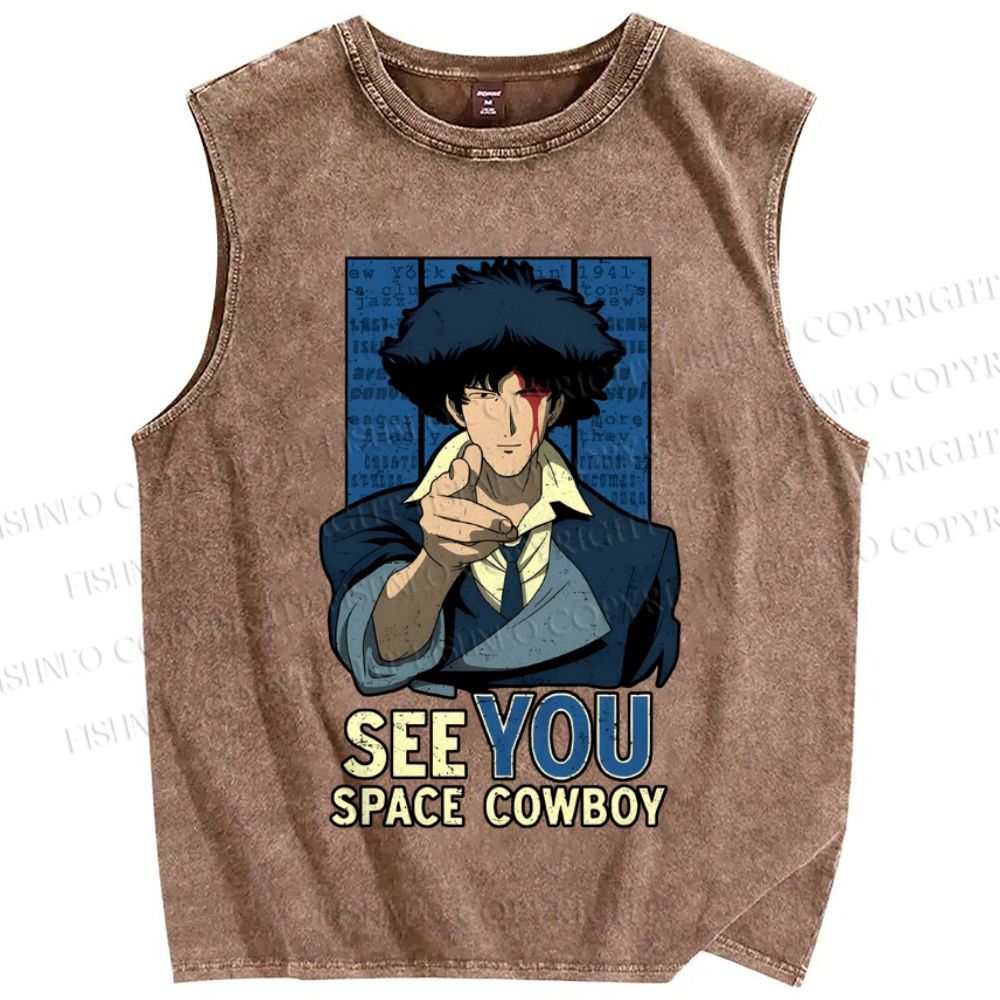Unisex Cowboy Bebop See You Space Cowboy Printed Washed Tank Top