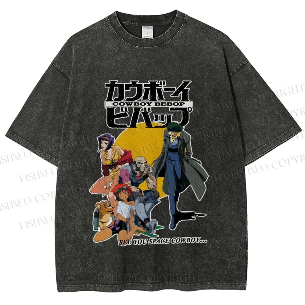 Unisex Cowboy Bebop Printed Washed Tee