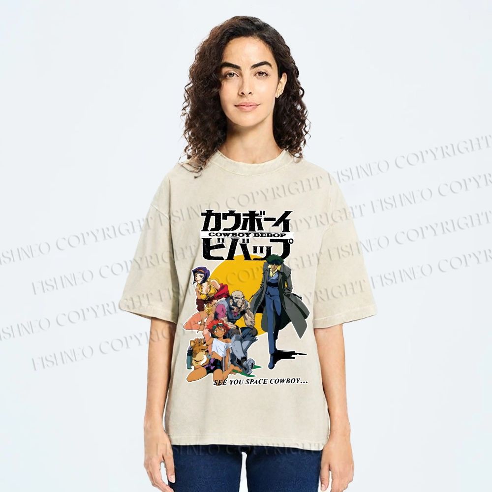 Unisex Cowboy Bebop Printed Washed Tee