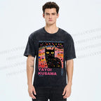 Unisex Yayoi Kusama Black Cat With Dots Printed Washed Tee