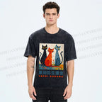 Unisex Yayoi Kusama Cats Printed Washed Tee