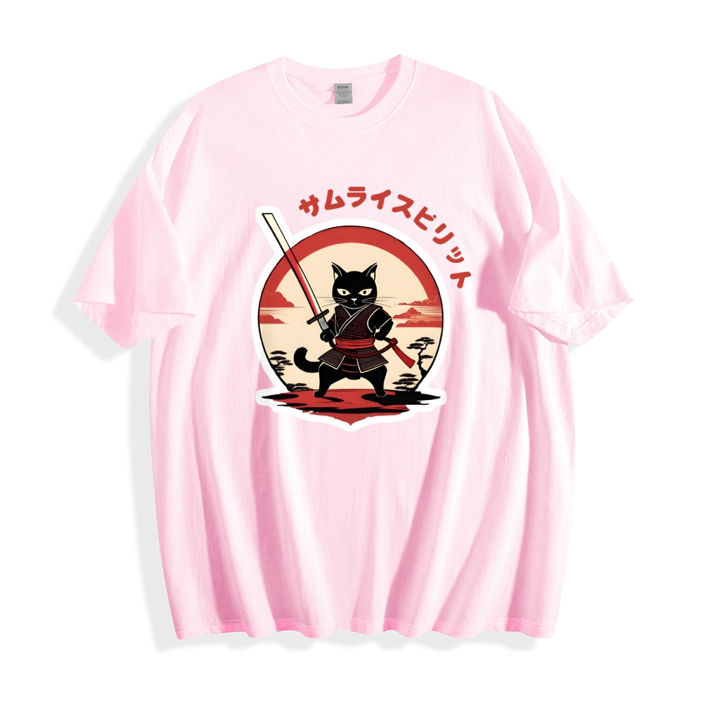Japanese Cat Samurai Men's Classic Cotton T-Shirt