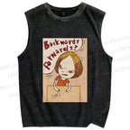 Unisex Yoshitomo Nara Backwards & Forwards Printed Washed Tank Top