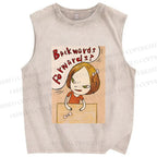 Unisex Yoshitomo Nara Backwards & Forwards Printed Washed Tank Top