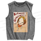 Unisex Yoshitomo Nara Backwards & Forwards Printed Washed Tank Top