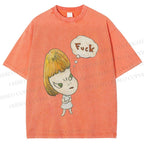 Unisex Yoshitomo Nara Fuck Printed Washed Tee