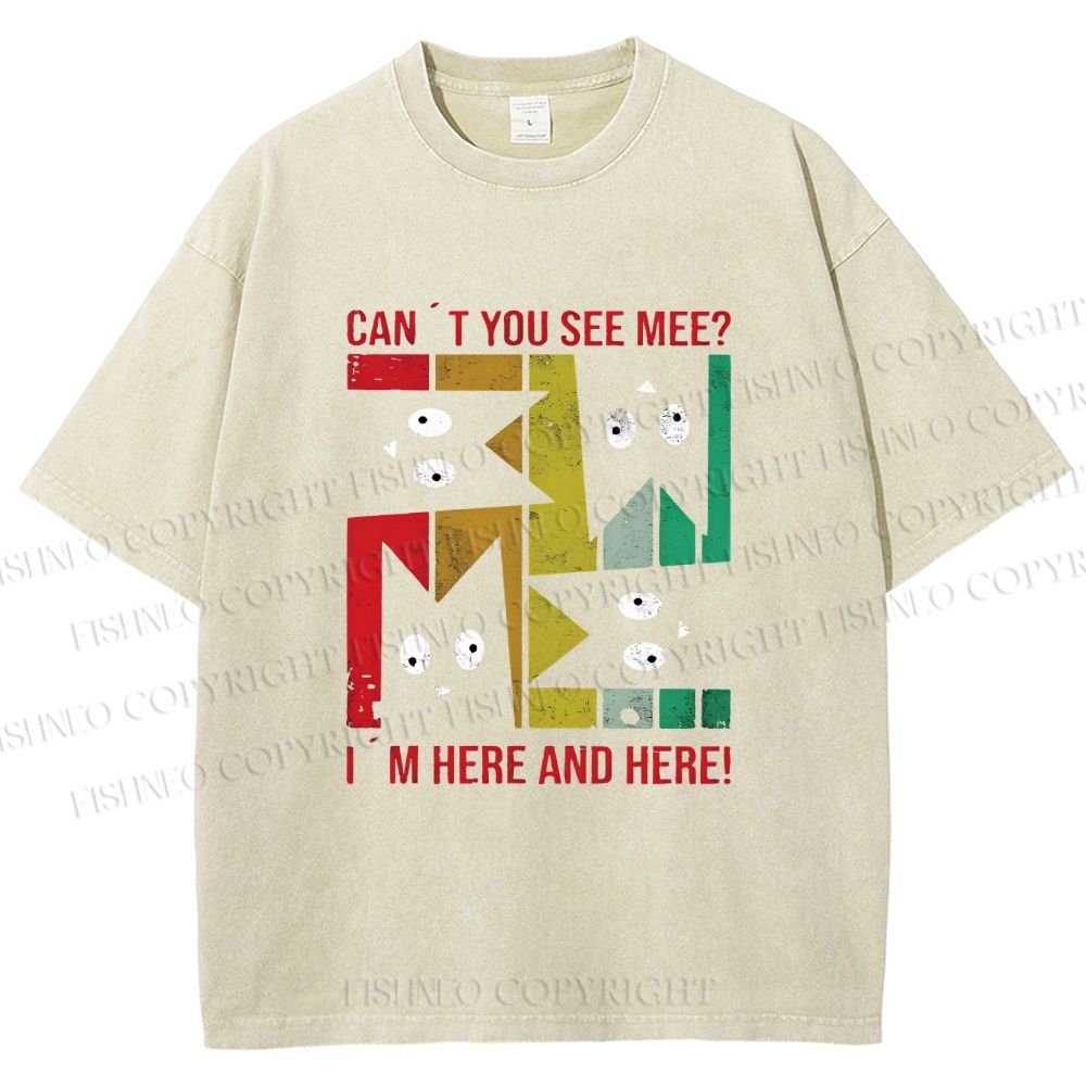 Unisex Cant' You See Mee Cat Printed Washed Tee