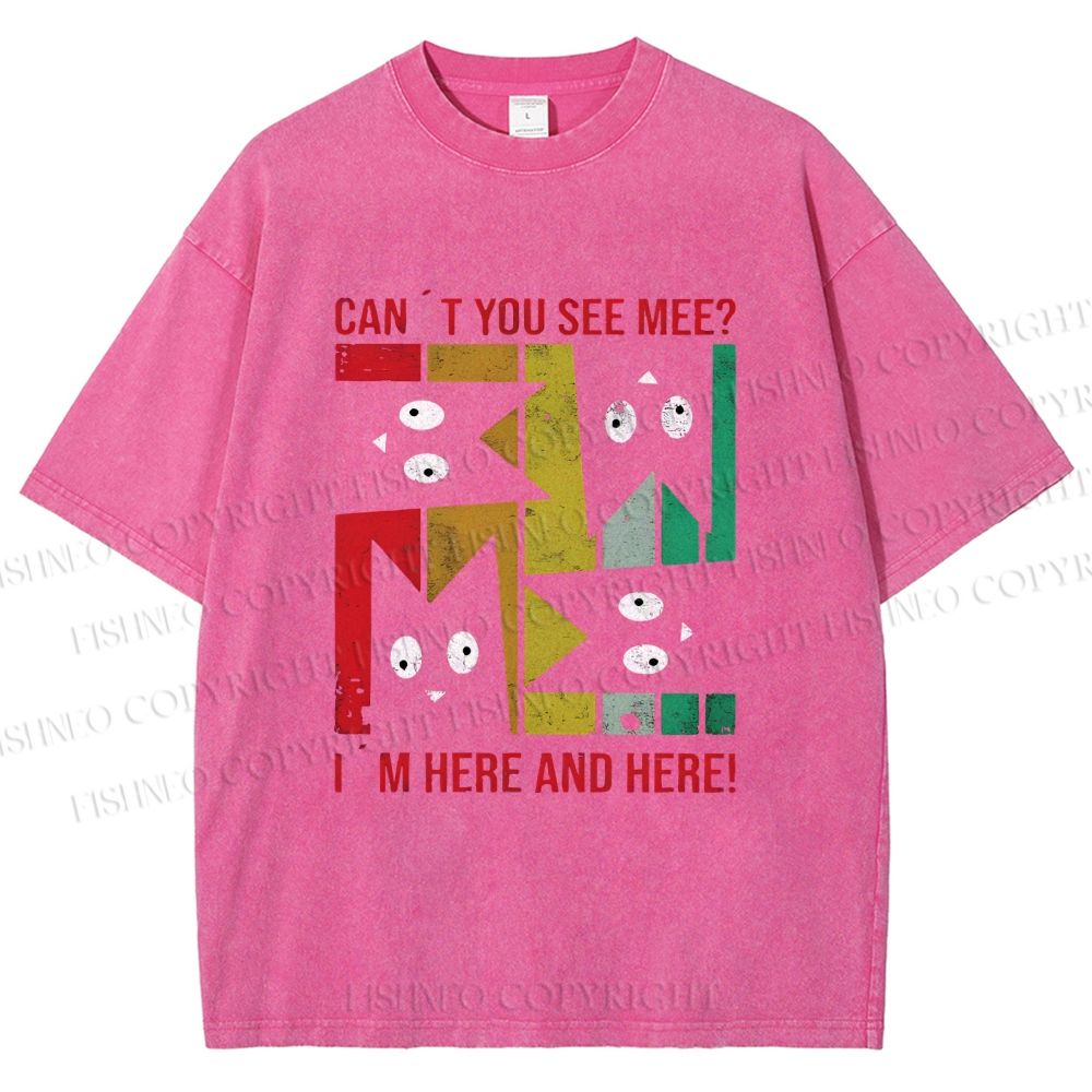 Unisex Cant' You See Mee Cat Printed Washed Tee