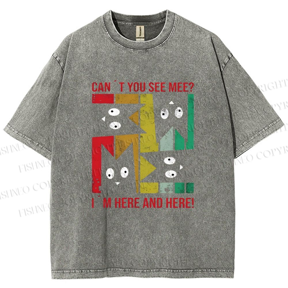 Unisex Cant' You See Mee Cat Printed Washed Tee