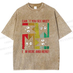 Unisex Cant' You See Mee Cat Printed Washed Tee