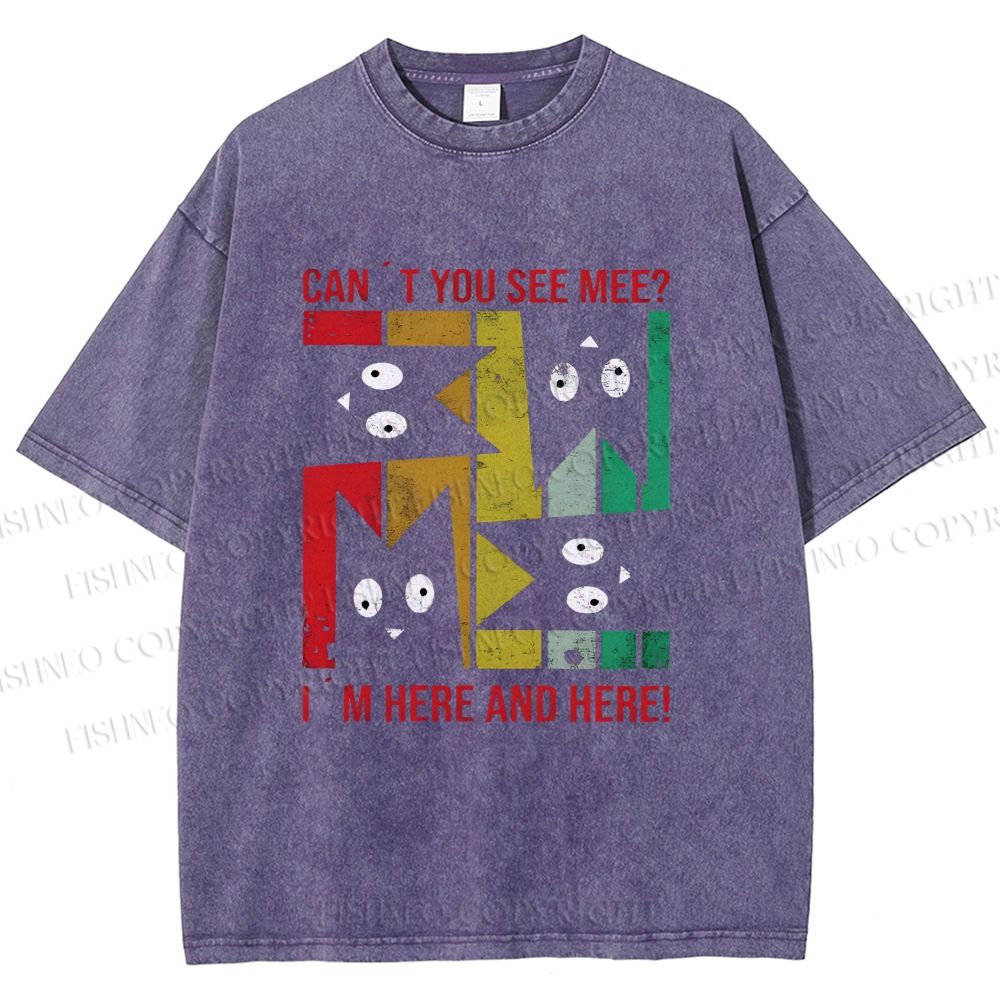Unisex Cant' You See Mee Cat Printed Washed Tee