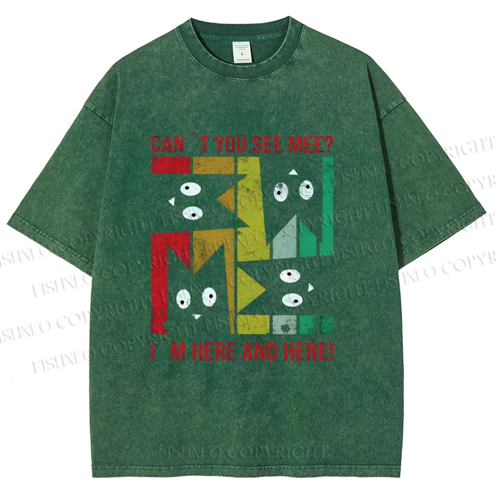 Unisex Cant' You See Mee Cat Printed Washed Tee