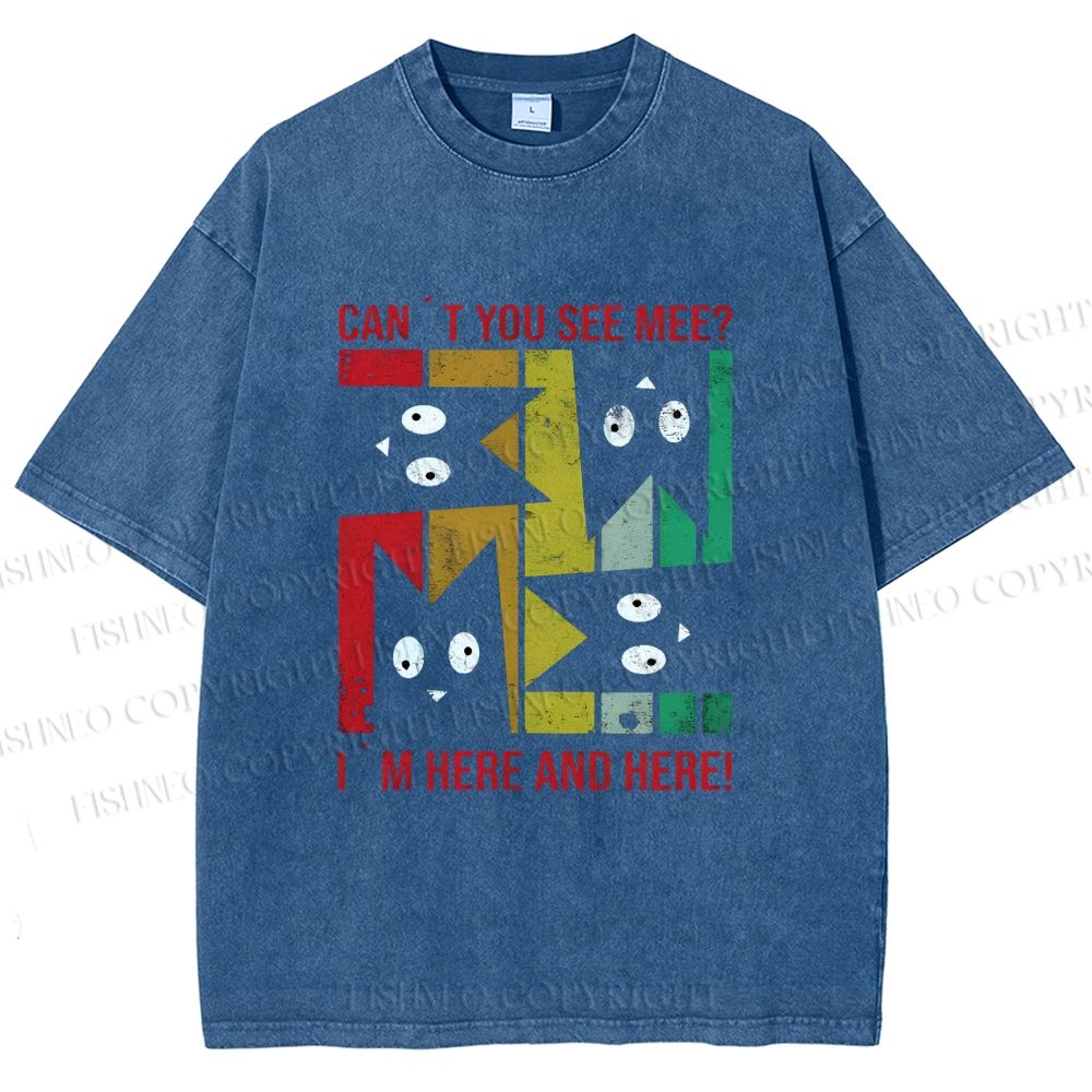 Unisex Cant' You See Mee Cat Printed Washed Tee
