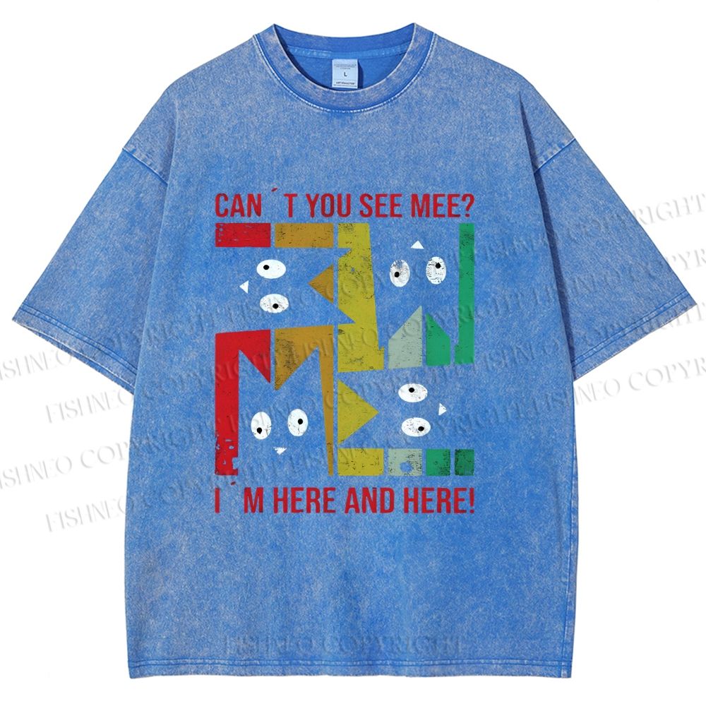 Unisex Cant' You See Mee Cat Printed Washed Tee