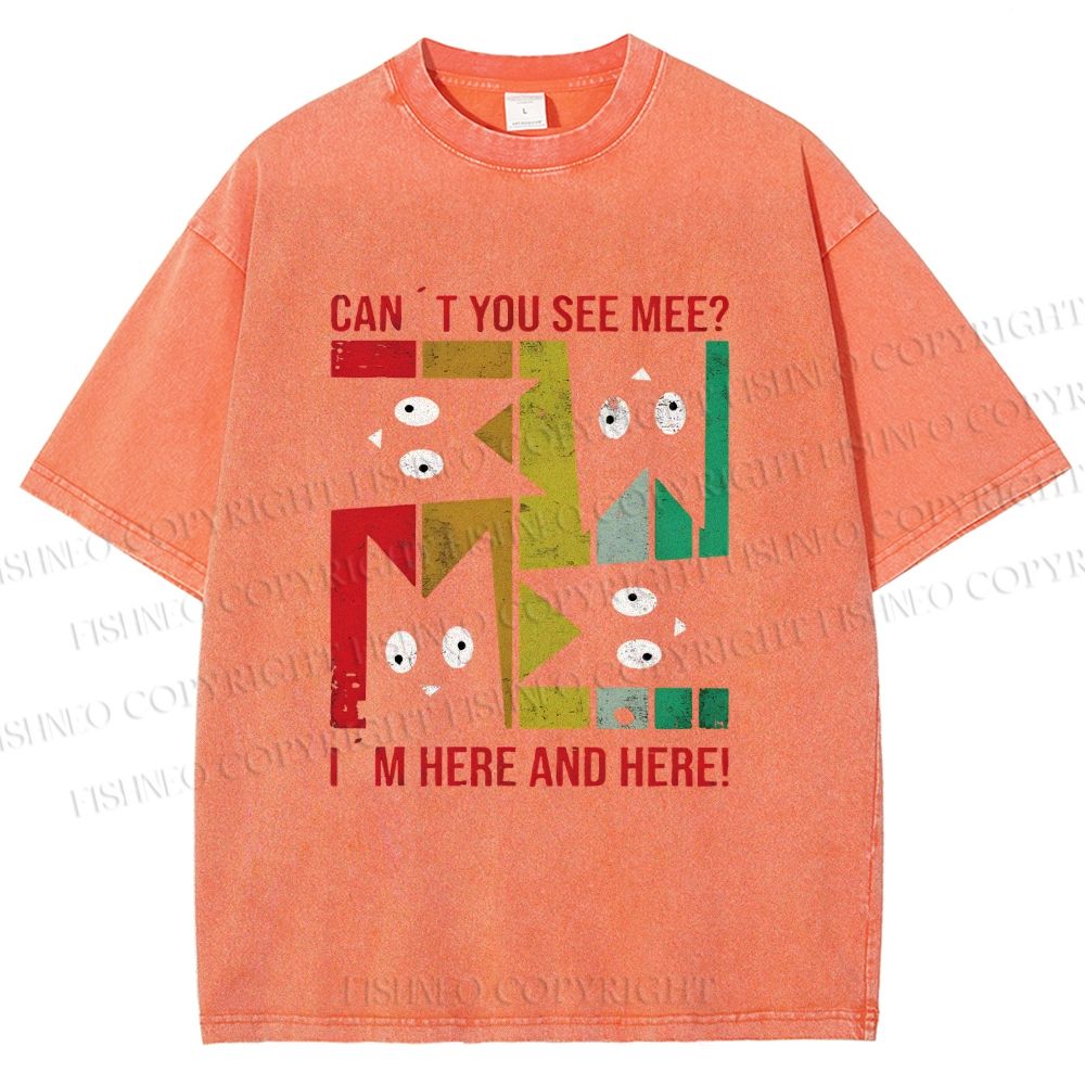 Unisex Cant' You See Mee Cat Printed Washed Tee