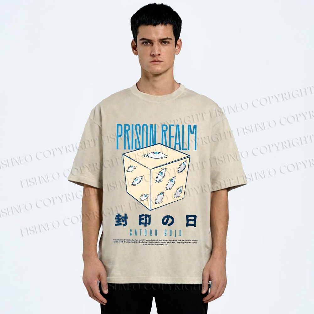 Unisex Prison Realm Printed Washed Tee