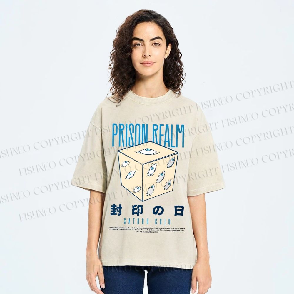 Unisex Prison Realm Printed Washed Tee