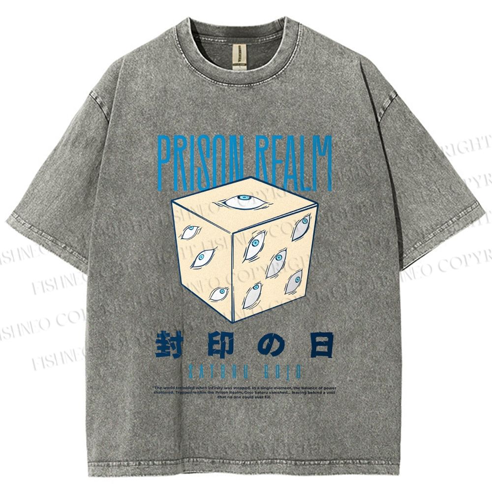 Unisex Prison Realm Printed Washed Tee