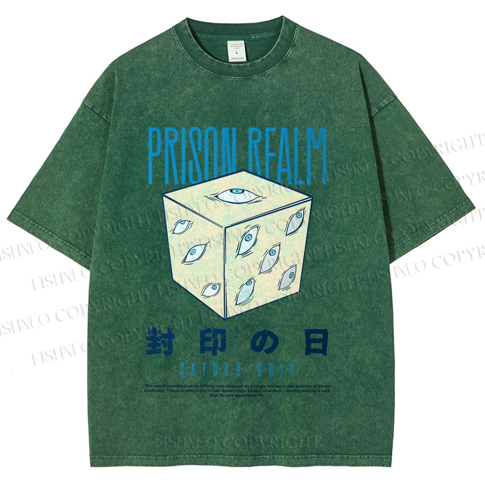 Unisex Prison Realm Printed Washed Tee