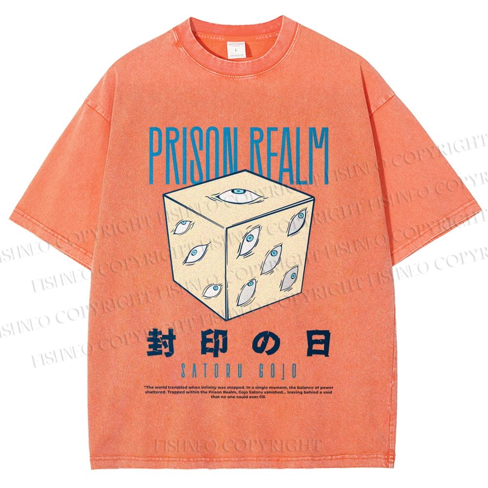 Unisex Prison Realm Printed Washed Tee
