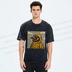 Unisex Funny Bird in Rain Printed Washed Tee