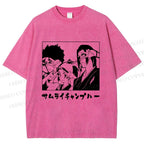 Unisex Samurai Champloo Japanese Printed Washed Tee