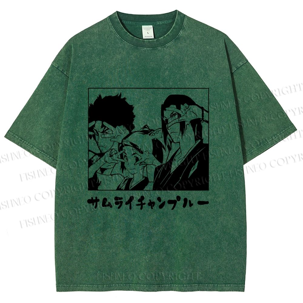 Unisex Samurai Champloo Japanese Printed Washed Tee