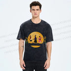 Unisex Samurai Champloo Walking in Moonlight Printed Washed Tee